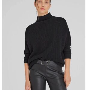 CLUB MONACO Emma Cashmere Mock Neck Cocoon Sweater in Black - M